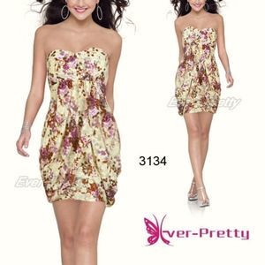 EverPretty Strapless Lace Over Mini Dress Floral